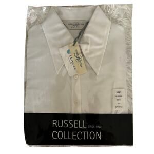 Russel Collection White Ladies Cap Sleeve Yacht/Crew Tencel Shirt